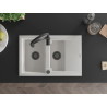 Mexen Gaspar 1,5-Schalen Granitspüle mit Abtropffläche und Küchenarmatur Aster, weiß - 6507-20-73450-70-B