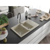 Mexen Gaspar Granitspüle 1,5-becken mit Abtropffläche und Küchenarmatur Aster, Beige - 6507-69-73450-07