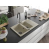 Mexen Gaspar Granitspüle 1,5-beckig mit Abtropffläche und Küchenarmatur Aster, beige - 6507-69-73450-07-B