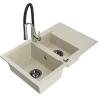Mexen Gaspar Granitspüle 1,5-beckig mit Abtropffläche und Küchenarmatur Aster, beige - 6507-69-73450-07-B