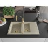 Mexen Gaspar Granitspüle 1,5-Beckendesign mit Abtropffläche und Küchenarmatur Aster, beige - 6507-69-73450-57-G
