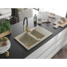 Mexen Gaspar Granitspüle 1,5-becken mit Abtropffläche und Küchenarmatur Aster, beige - 6507-69-73450-57-G