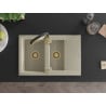 Mexen Gaspar Granitspüle 1,5-Beckendesign mit Abtropffläche und Küchenarmatur Aster, beige - 6507-69-73450-57-G