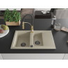 Mexen Gaspar Granit-Spülbecken 1,5-Kammer mit Abtropffläche und Küchenarmatur Aster, beige - 6507-69-73450-57-B