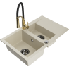 Mexen Gaspar 1,5-Kammer Granitspüle mit Abtropfbecken und Küchenarmatur Aster, beige - 6507-69-73450-57-B