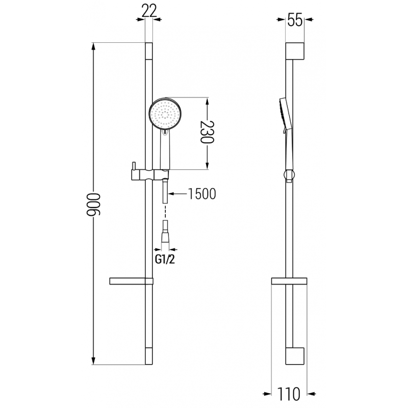 Mexen Kama DS75 Badewannenset, Chrom - 72513DS75-00