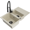 Mexen Gaspar Granitspüle 1,5-beckig mit Abtropffläche und Küchenarmatur Aster, beige - 6507-69-73450-70-B