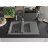 Mexen Gaspar Granitspüle 1,5-beckig mit Abtropffläche und Küchenarmatur Aster, grau - 6507-71-73450-07-B