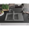 Mexen Gaspar Granitspüle 1,5-Kammer mit Abtropffläche und Küchenarmatur Aster, grau - 6507-71-73450-07-B