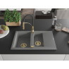 Mexen Gaspar Granitspüle 1,5-fach mit Abtropffläche und Küchenarmatur Aster, grau - 6507-71-73450-57-G