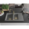 Mexen Gaspar Granitspüle 1,5-Schüsseln mit Abtropffläche und Küchenarmatur Aster, grau - 6507-71-73450-57-G
