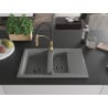 Mexen Gaspar Granitspüle 1,5-Becken mit Abtropffläche und Küchenarmatur Aster, grau - 6507-71-73450-57-B