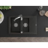 Mexen Gaspar Granitspüle 1,5-Kammer mit Abtropffläche und Küchenarmatur Aster, schwarz/gold metallic - 6507-75-73450-07