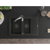 Mexen Gaspar Granitspüle 1,5 Becken mit Abtropffläche und Küchenarmatur Aster, schwarz/gold metallisch - 6507-75-73450-07-B