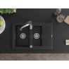 Mexen Gaspar Granitspüle 1,5-Schalen mit Abtropffläche und Küchenarmatur Aster, schwarz - 6507-77-73450-07
