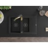Mexen Gaspar Granitspüle 1,5-beckig mit Abtropffläche und Küchenarmatur Aster, schwarz - 6507-77-73450-57-B