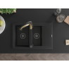 Mexen Gaspar granitspüle 1,5-fach mit abtropfbrett und küchenarmatur Aster, schwarz - 6507-77-73450-57-B