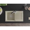 Mexen Pablo Granitspüle 1-beckig mit Abtropffläche und Küchenarmatur Aster, beige - 6510-69-73450-07