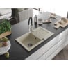 Mexen Pablo Granitspüle 1-Becken mit Abtropffläche und Küchenarmatur Aster, beige - 6510-69-73450-07-B