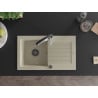 Mexen Pablo Granitspüle 1-Becken mit Abtropffläche und Küchenarmatur Aster, beige - 6510-69-73450-07-B