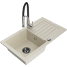 Mexen Pablo Granitspüle 1-Becken mit Abtropffläche und Küchenarmatur Aster, beige - 6510-69-73450-07-B