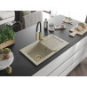 Mexen Pablo Granitspüle 1-Becken mit Abtropffläche und Küchenarmatur Aster, beige - 6510-69-73450-57-G