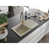 Mexen Pablo Granitspüle 1-beckig mit Abtropffläche und Küchenarmatur Aster, beige - 6510-69-73450-57-G