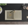 Mexen Pablo Granitspüle 1-beckig mit Abtropffläche und Küchenarmatur Aster, beige - 6510-69-73450-57-G