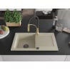 Mexen Pablo Granitspüle 1-Becken mit Abtropffläche und Küchenarmatur Aster, beige - 6510-69-73450-57-B
