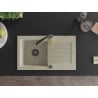 Mexen Pablo Granitspüle 1-Becken mit Abtropffläche und Küchenarmatur Aster, beige - 6510-69-73450-57-B