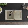 Mexen Pablo Granitspüle 1-Kammer mit Abtropffläche und Küchenarmatur Aster, beige - 6510-69-73450-57-B