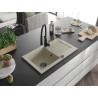 Mexen Pablo Granitspüle 1-Becken mit Abtropffläche und Küchenarmatur Aster, beige - 6510-69-73450-70-B