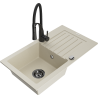 Mexen Pablo Granitspüle 1-Becken mit Abtropffläche und Küchenarmatur Aster, beige - 6510-69-73450-70-B