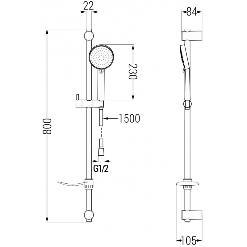 Mexen Kama DF75 Duschset, Chrom - 72514DF75-00