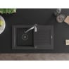 Mexen Pablo Granitspüle 1-Becken mit Abtropffläche und Küchenarmatur Aster, schwarz gesprenkelt - 6510-76-73450-07-B