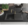 Mexen Pablo Granitspüle 1-Becken mit Abtropffläche und Küchenarmatur Aster, schwarz gesprenkelt - 6510-76-73450-57-B