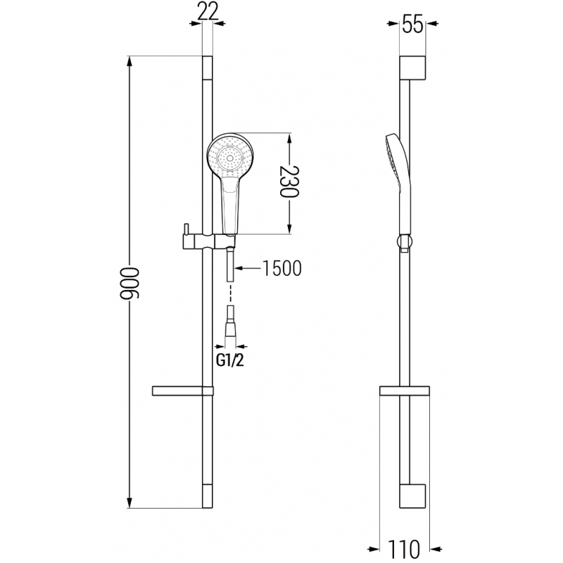 Mexen Kama DS05 Duschset, Chrom - 72514DS05-00