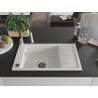 Mexen Elias Granitspüle 1-Becken mit Abtropffläche und Küchenarmatur Aster, weiß - 6511-20-73450-07-B