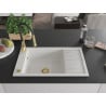 Mexen Elias Granitspüle 1-Becken mit Abtropffläche und Küchenarmatur Aster, weiß - 6511-20-73450-57-G