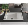 Mexen Elias Granitspüle 1-Becken mit Abtropffläche und Küchenarmatur Aster, weiß - 6511-20-73450-57-B