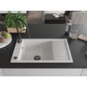Mexen Elias Granitspüle 1-Becken mit Abtropffläche und Küchenarmatur Aster, weiß - 6511-20-73450-70-B