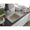 Mexen Elias Granitspüle 1-Becken mit Abtropffläche und Küchenarmatur Aster, beige - 6511-69-73450-07