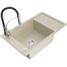 Mexen Elias Granitspüle 1-Becken mit Abtropffläche und Küchenarmatur Aster, beige - 6511-69-73450-07