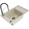 Mexen Elias Granitspüle 1-becken mit Abtropffläche und Küchenarmatur Aster, beige - 6511-69-73450-07-B