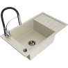 Mexen Elias Granitspüle 1-beckig mit Abtropffläche und Küchenarmatur Aster, beige - 6511-69-73450-07-B