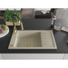 Mexen Elias Granitspüle 1-Becken mit Abtropffläche und Küchenarmatur Aster, beige - 6511-69-73450-57-G
