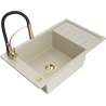 Mexen Elias Granitspüle 1-Becken mit Abtropffläche und Küchenarmatur Aster, beige - 6511-69-73450-57-G