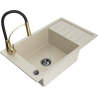 Mexen Elias Granitspüle mit 1 Becken, Abtropffläche und Küchenarmatur Aster, beige - 6511-69-73450-57-B