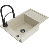 Mexen Elias Granitspüle 1-beckig mit Abtropffläche und Küchenarmatur Aster, beige - 6511-69-73450-70-B
