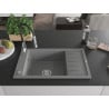 Mexen Elias 1-Becken Granitspüle mit Abtropffläche und Küchenarmatur Aster, grau - 6511-71-73450-07